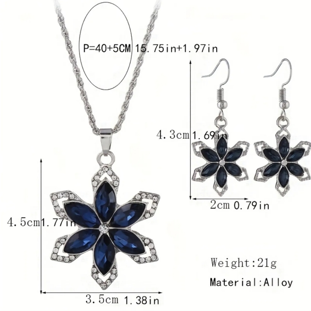 Austrian Crystal Silverplated Simulated Sapphire … - image 3